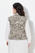 Straight cut fringed-edge leopard pattern jean vest
