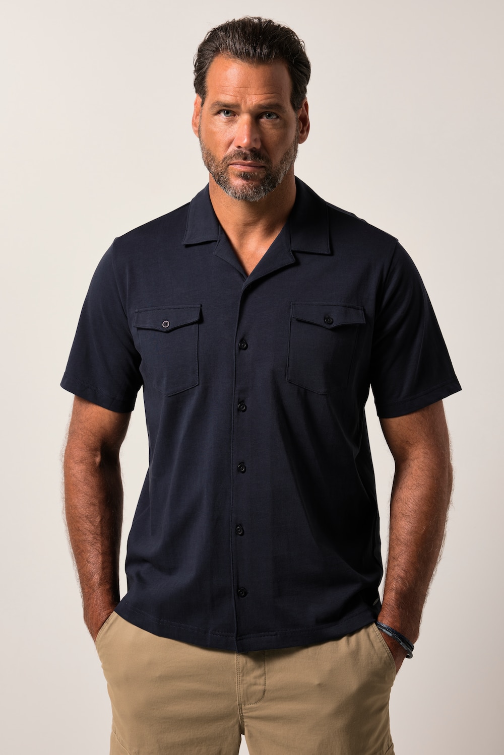JP1880 Jersey-Hemd, Halbarm, Cuba-Kragen, Cuba-Fit, bis 8 XL