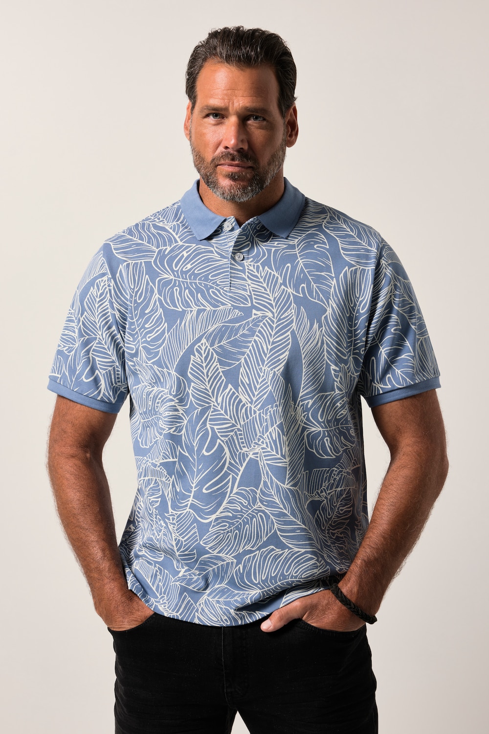 JP1880 Poloshirt, Halbarm, Piqué, Allover Print, bis 8 XL