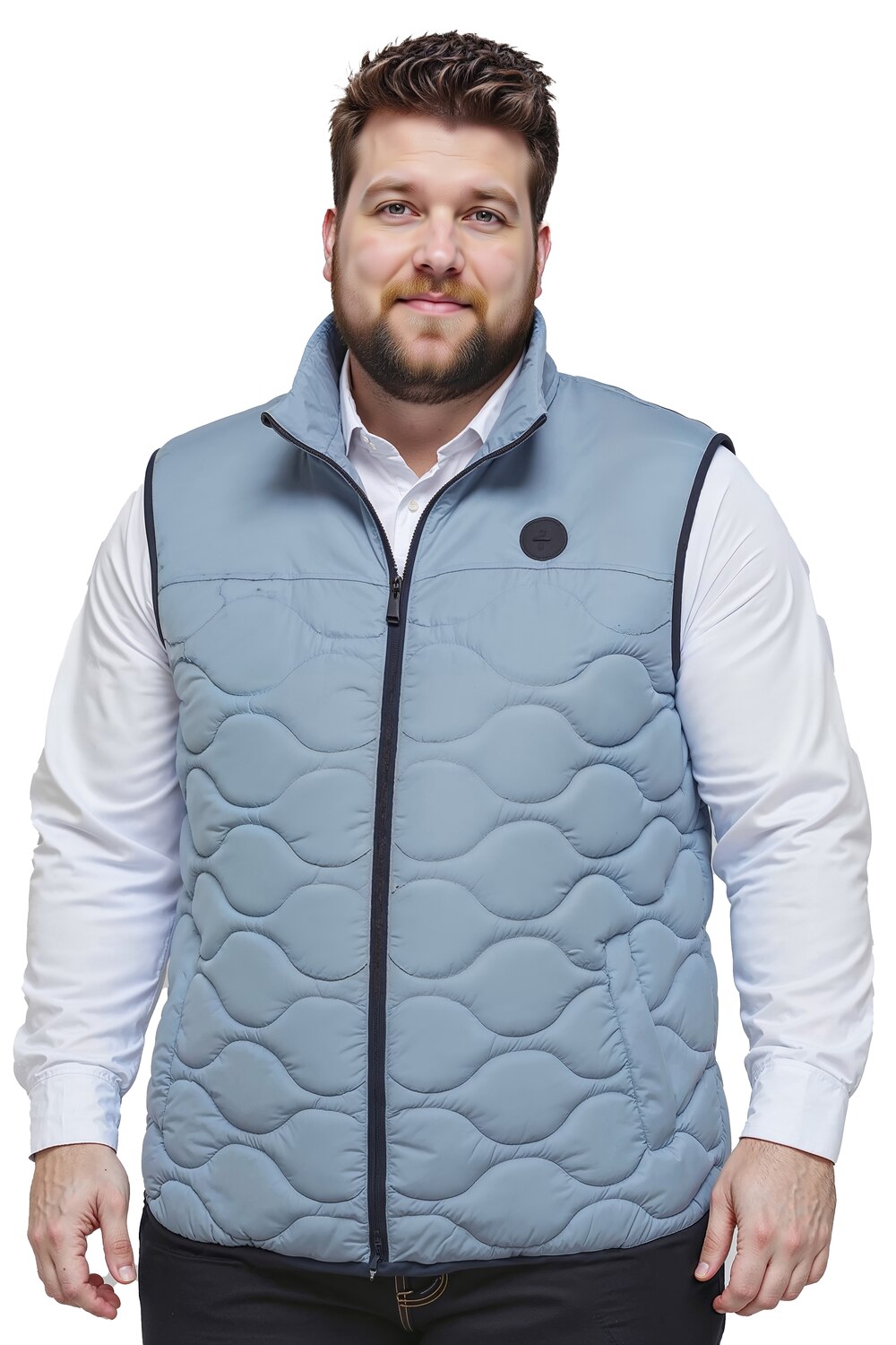Stora storlekar Quiltad väst, Her, blå, storlek: 60/62, Polyester/Syntetfibrer/Elastan, Boston Park
