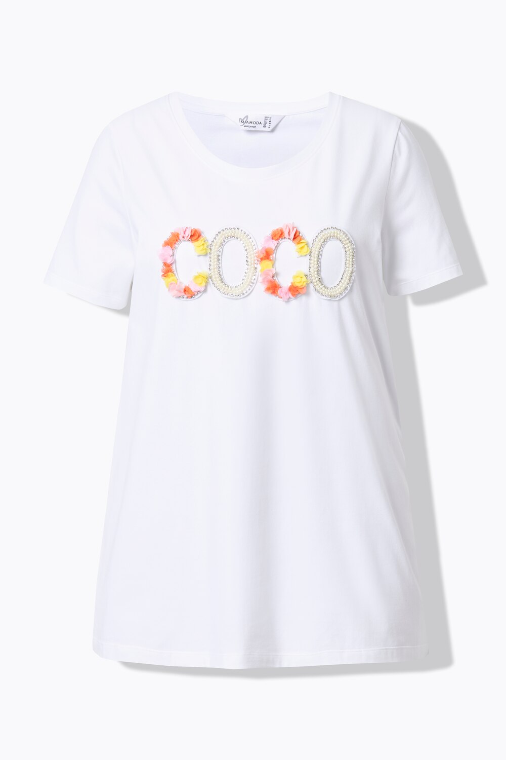 Stora storlekar T-shirt, Dam, vit, storlek: 52, Bomull, Mia Moda