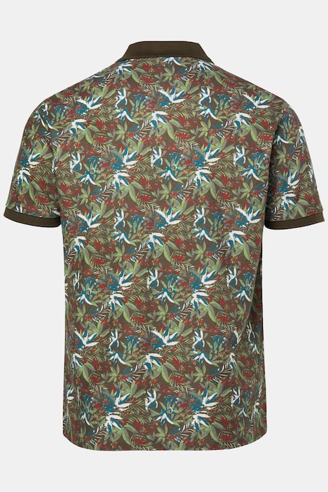 Poloshirt, Halbarm, Piqué, floraler Print, bis 8 XL