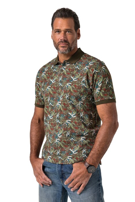 Polokošile, krátké rukávy, piké, květovaný potisk, do 8XL