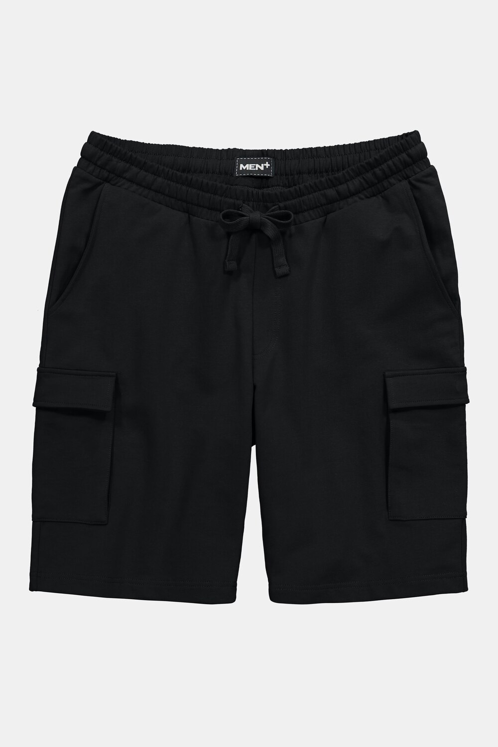 Stora storlekar Mjukisshorts i cargostil, Her, svart, storlek: L, Bomull, Men Plus