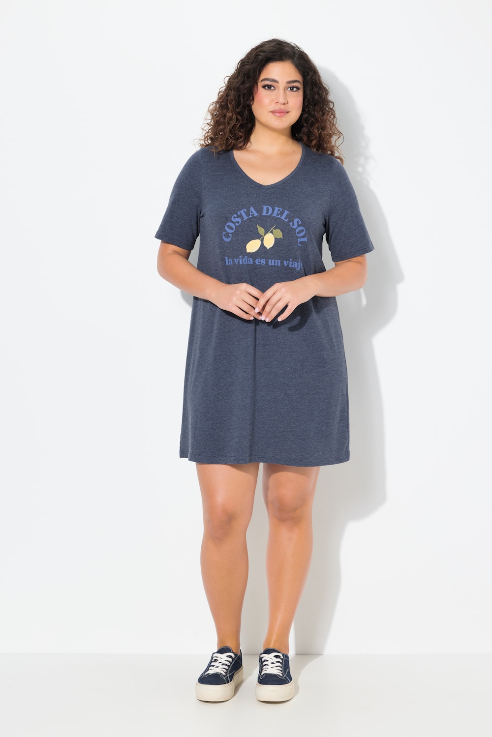 Große Größen Jerseykleid, Damen, blau, Größe: 54/56, Baumwolle/Polyester, Ulla Popken