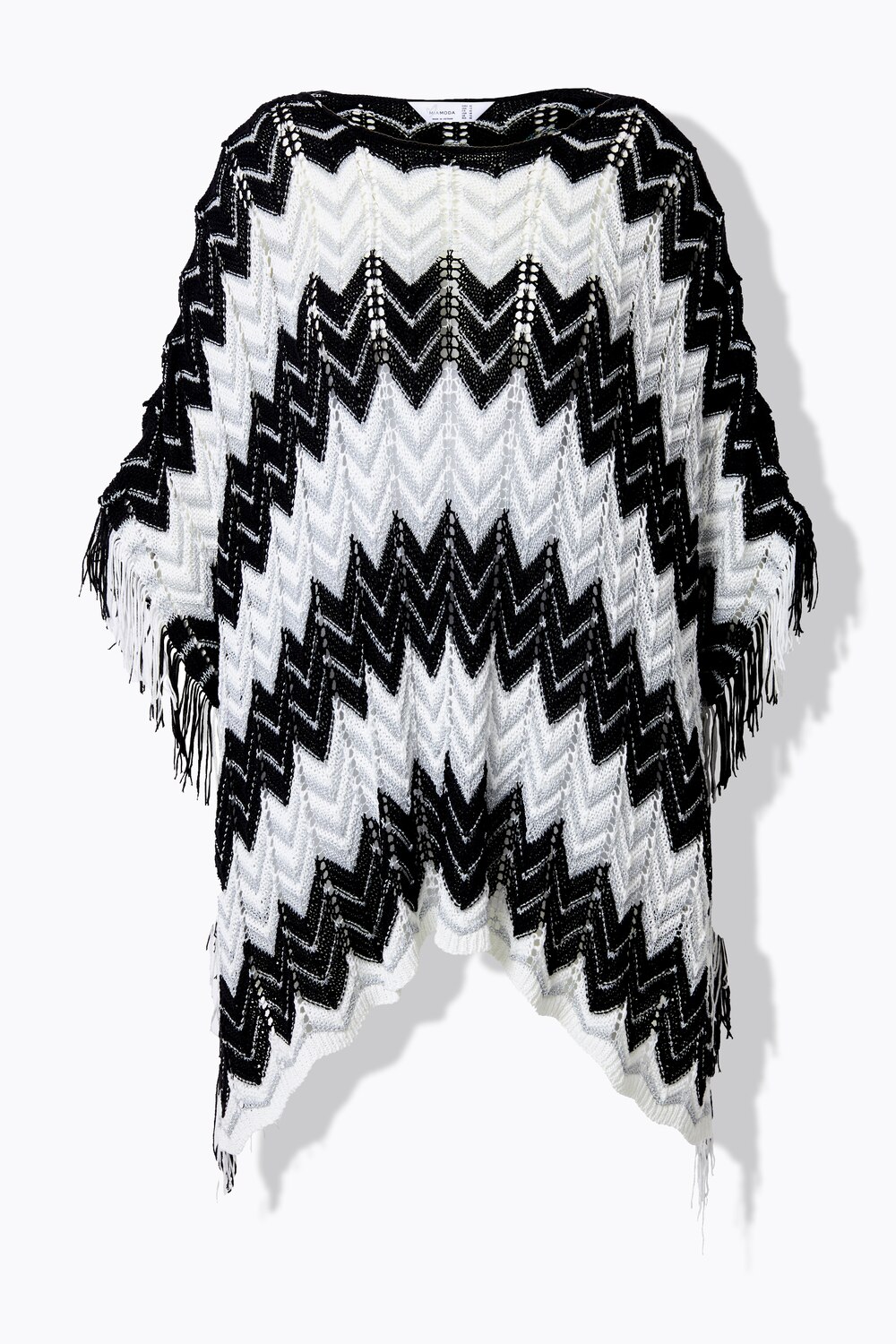 Stora storlekar Poncho, Dam, svart, storlek: 1=42-48, Syntetfibrer/Polyester, Mia Moda