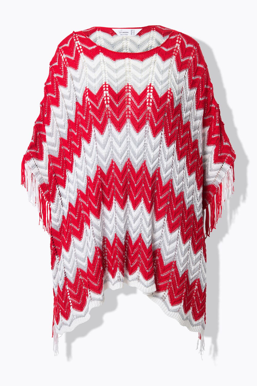 Stora storlekar Poncho, Dam, röd, storlek: 2=50-56, Syntetfibrer/Polyester, Mia Moda