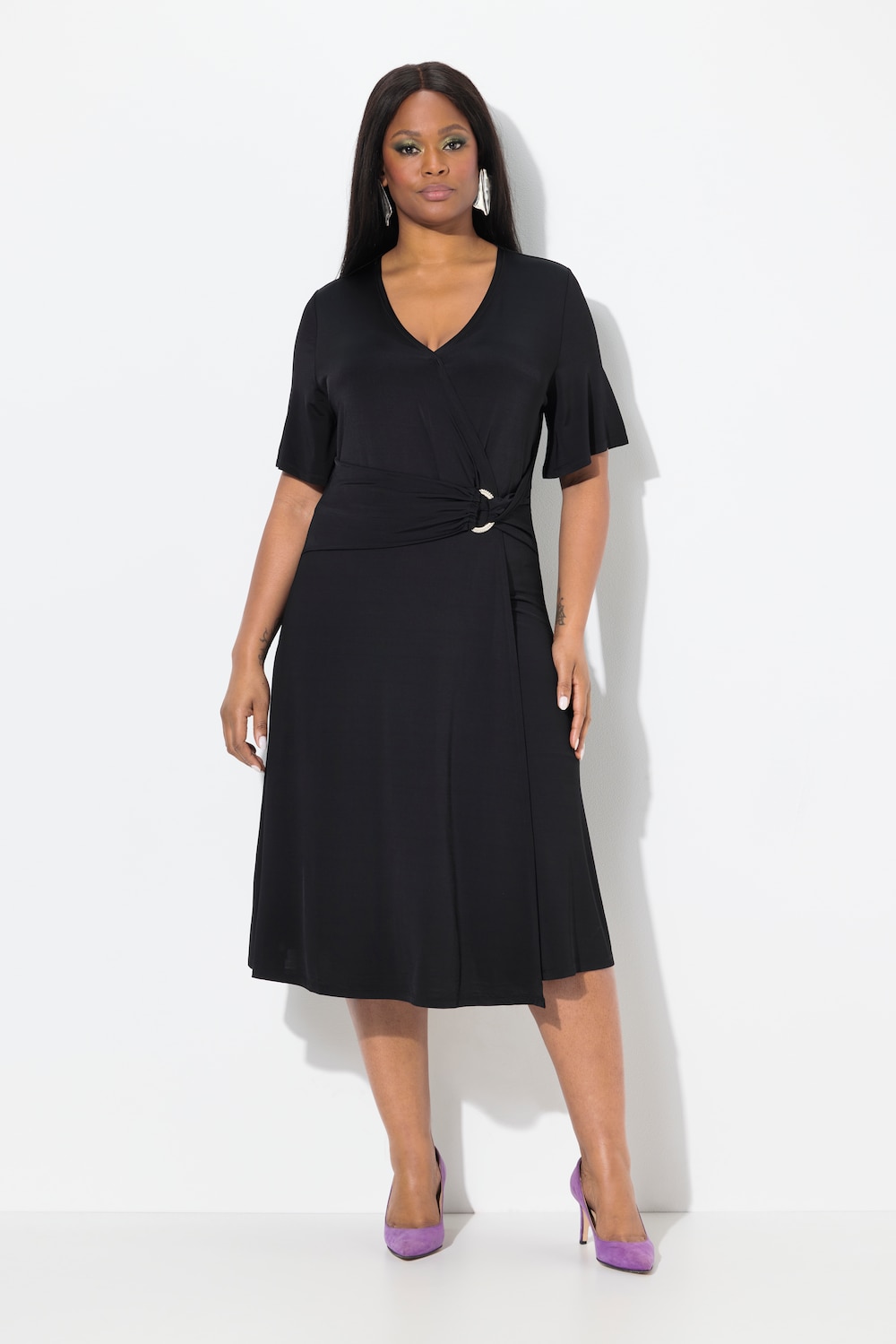 Thumbnail - Große Größen Slinkykleid, Damen, schwarz, Größe: 54/56, Viskose, Ulla Popken