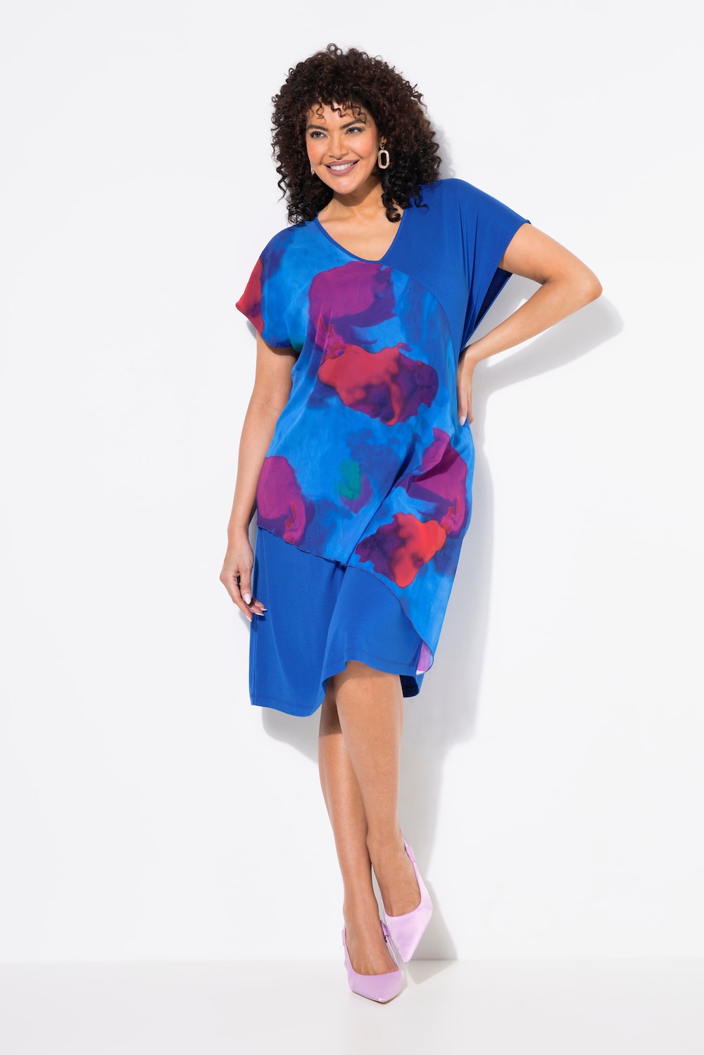 Große Größen Jerseykleid, Damen, blau, Größe: 50/52, Polyester/Viskose, Ulla Popken