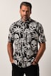 Chemise en jersey JP 1880, manches courtes et col à pointes boutonnées, motif tête de mort, coupe Modern Fit - jusqu'au 8 XL
