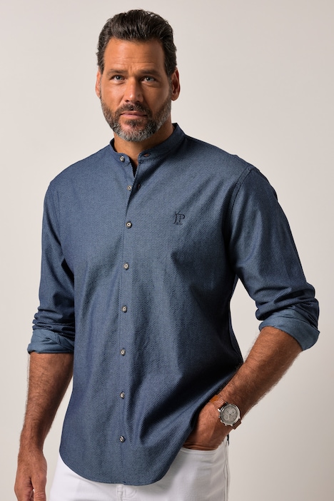 Camicia JP1880 in tradizionale stile Tracht con maniche lunghe, collo alla coreana e vestibilità moderna, fino alla tg. 8XL