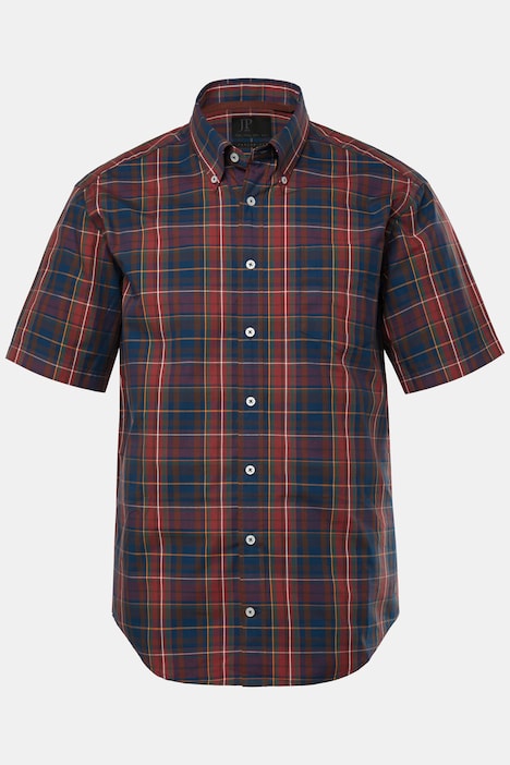 JP1880 geruit overhemd, korte mouwen, buttondown-kraag, Modern Fit, tot 8XL