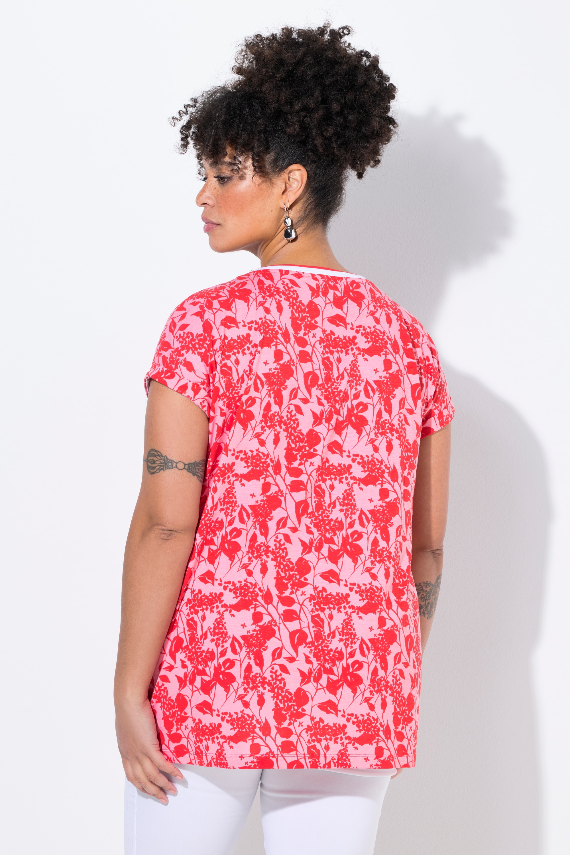 MIAMODA Damen große Größen T Shirt oversized Blümchen Halbarm 840141