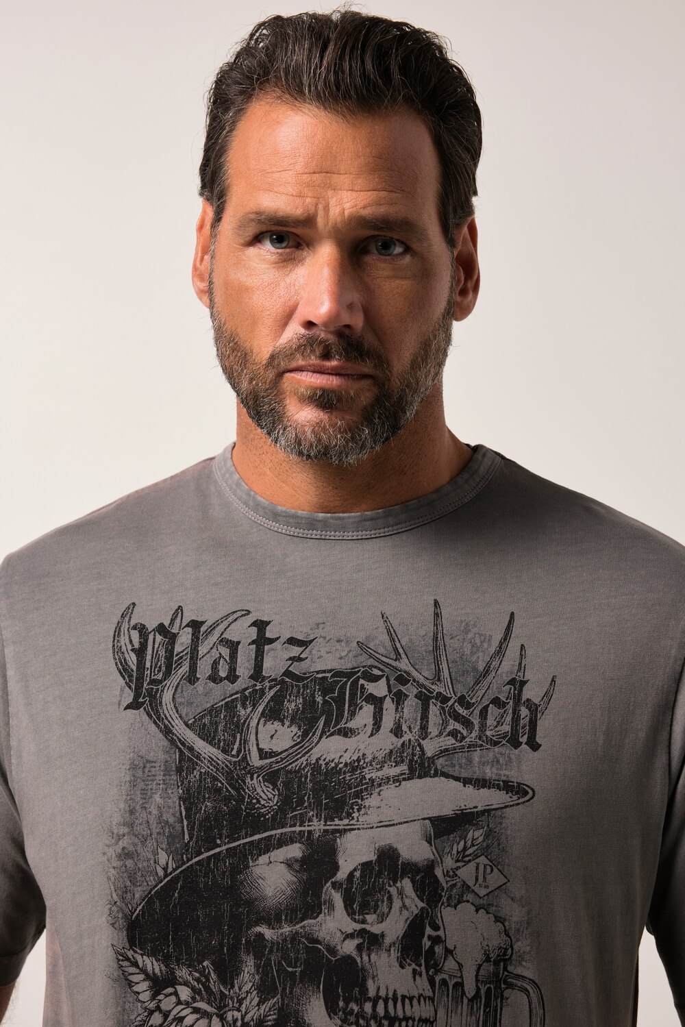 Stora storlekar T-shirt, Her, grå, storlek: 3XL, Bomull, JP1880