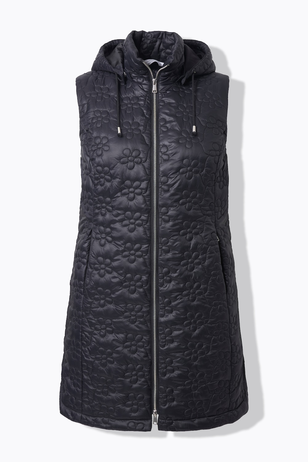 Stora storlekar Lång quiltad väst, Dam, svart, storlek: 42, Polyester/Syntetfibrer, Mia Moda