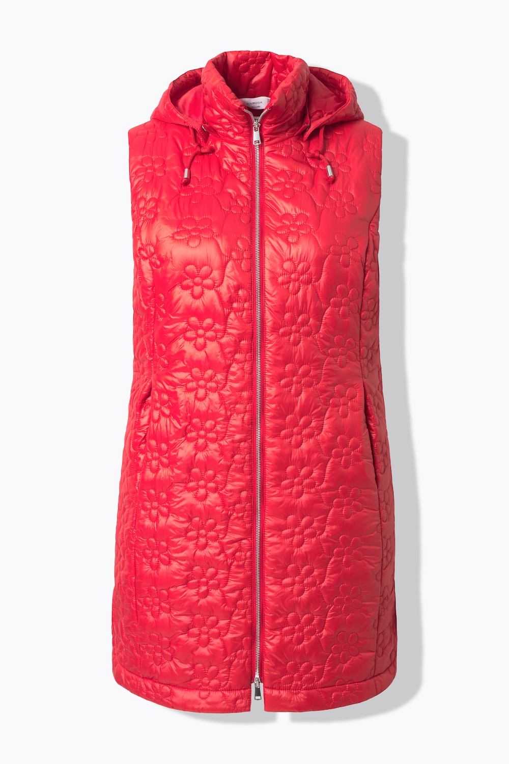 Stora storlekar Lång quiltad väst, Dam, röd, storlek: 54, Polyester/Syntetfibrer, Mia Moda