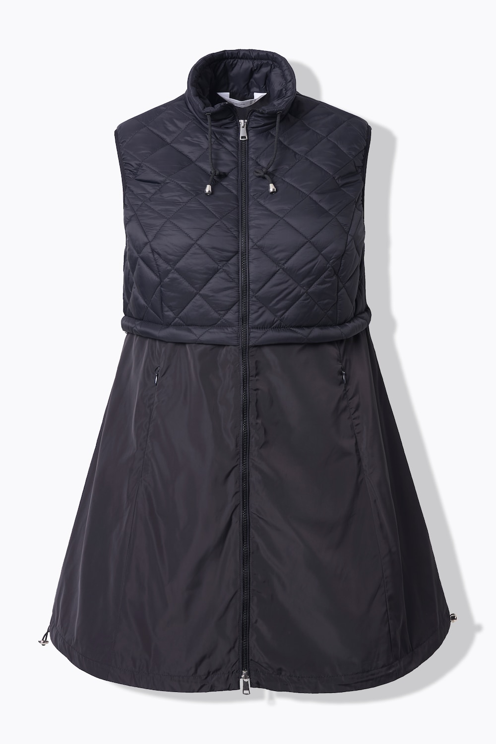Stora storlekar Lång quiltad väst, Dam, svart, storlek: 54, Polyester/Syntetfibrer, Mia Moda