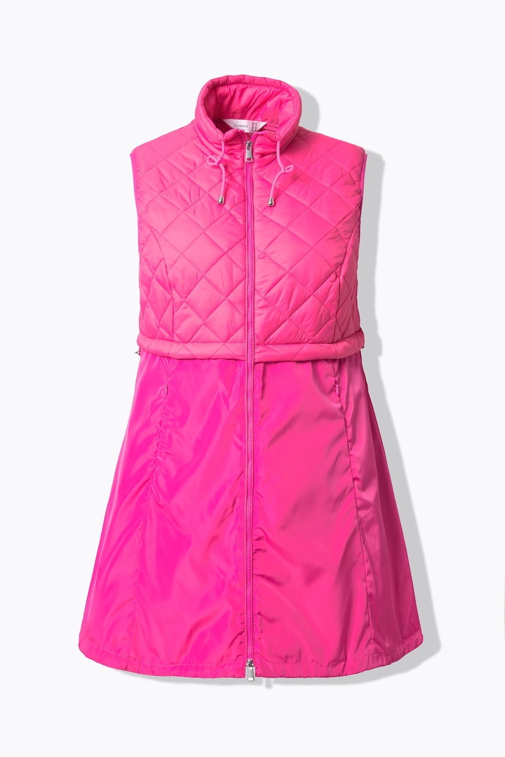 Stora storlekar Lång quiltad väst, Dam, rosa, storlek: 60, Polyester/Syntetfibrer, Mia Moda