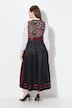 Dirndl, Blüten, Carré-Ausschnitt, Satinschürze, ärmellos