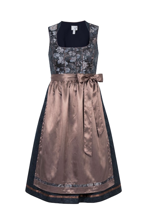 Dirndl, květy, hranatý výstřih výstřih, saténová zástěra, bez rukávů