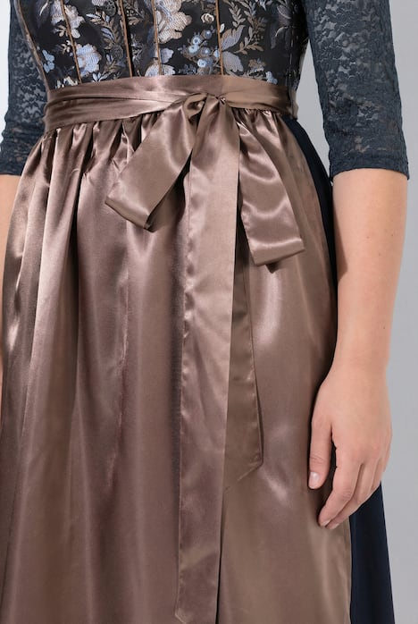 Dirndl, Blüten, Carree-Ausschnitt, Satinschürze, ärmellos