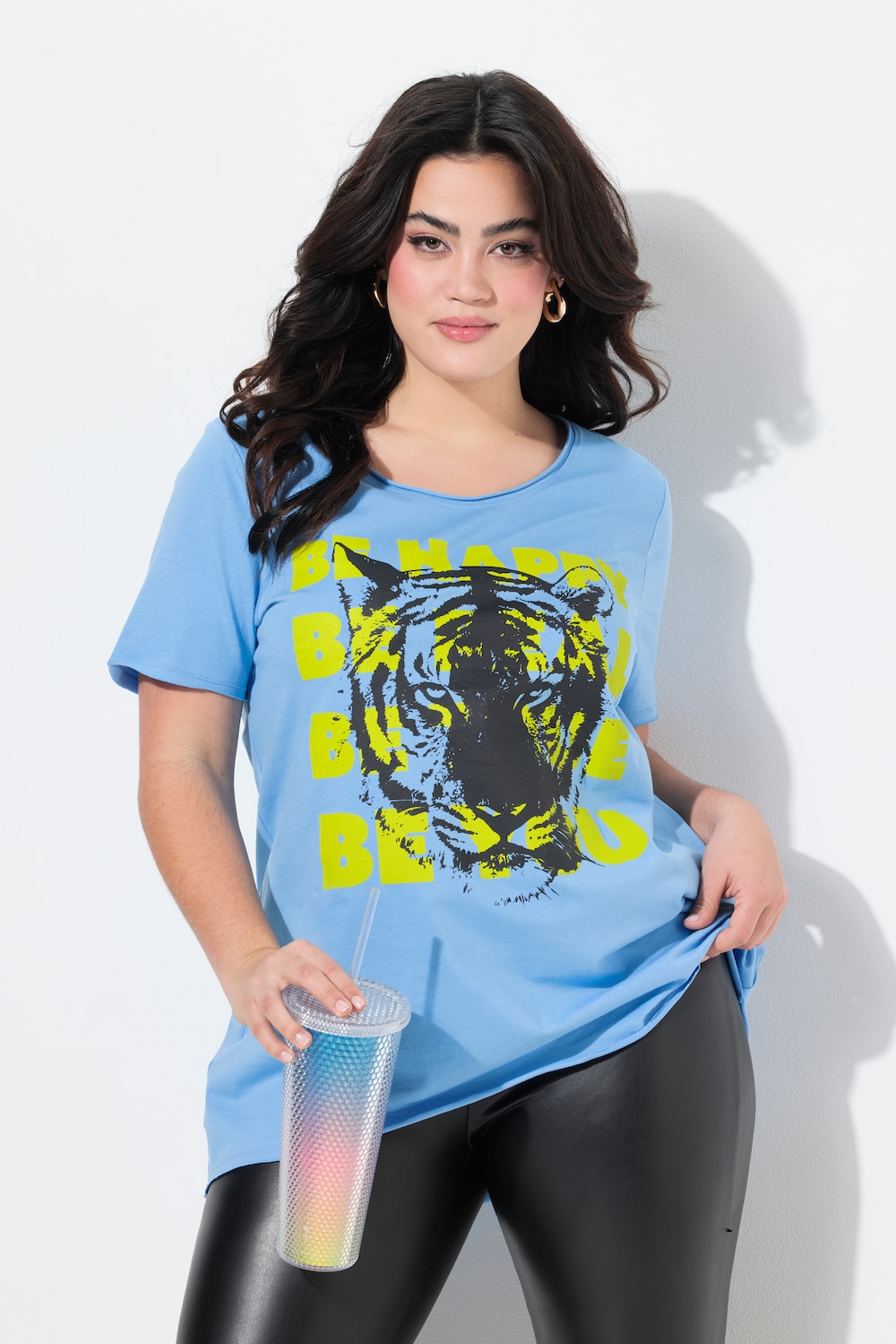 T-shirt, A-lijn, tekst en tijger