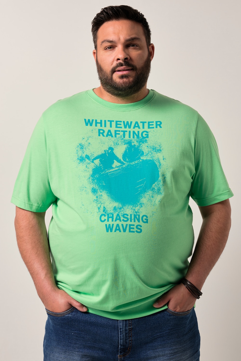 Men+ T-Shirt, Bauchfit, Print, Halbarm, bis 8 XL