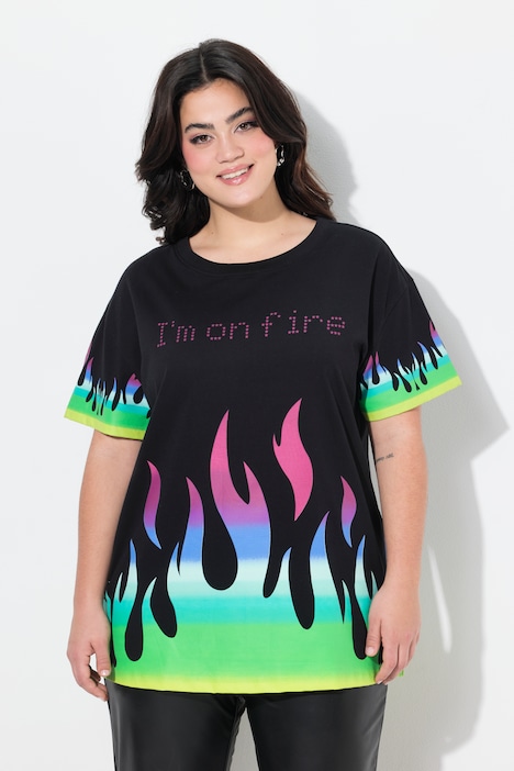 T-shirt, boxy fit, tekst "I'm on Fire"