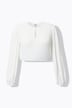 Dirndlbluse, Gummisaum, Rundhals, weiter Langarm