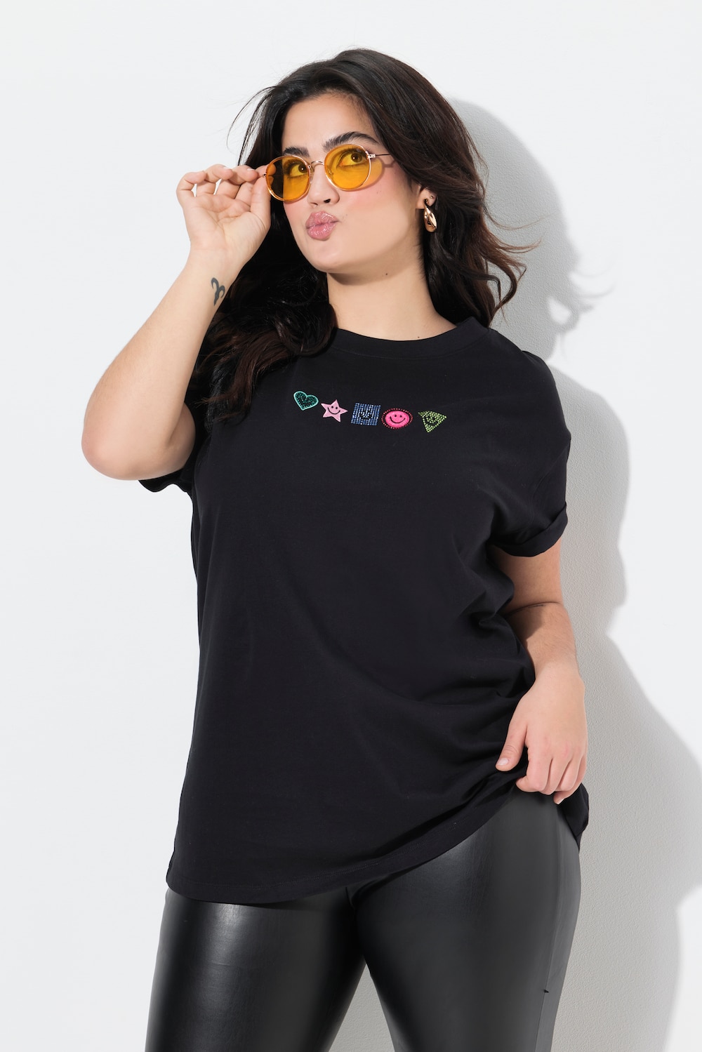 T-Shirt, Komfort Fit, verzierte Smileys