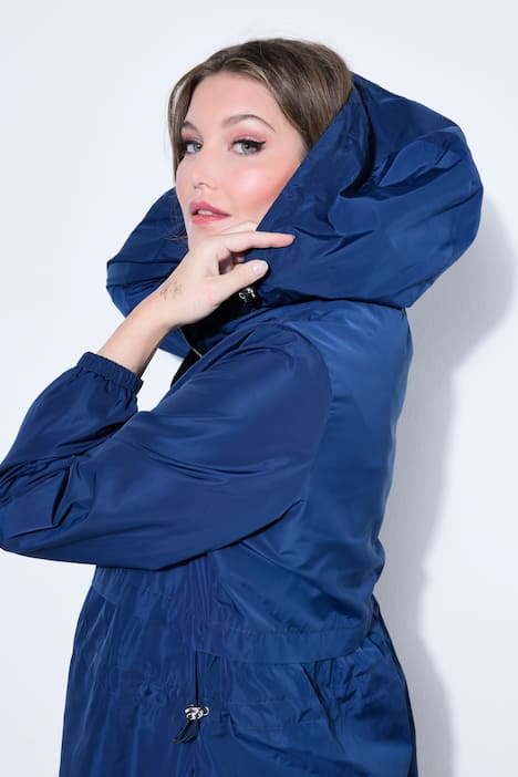 Kurzmantel, Kapuze, Taillen-Tunnelzug, 2-Wege-Zipper