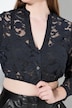 Dirndlbluse, Spitze, V-Ausschnitt, 3/4-Arm, Gummisaum