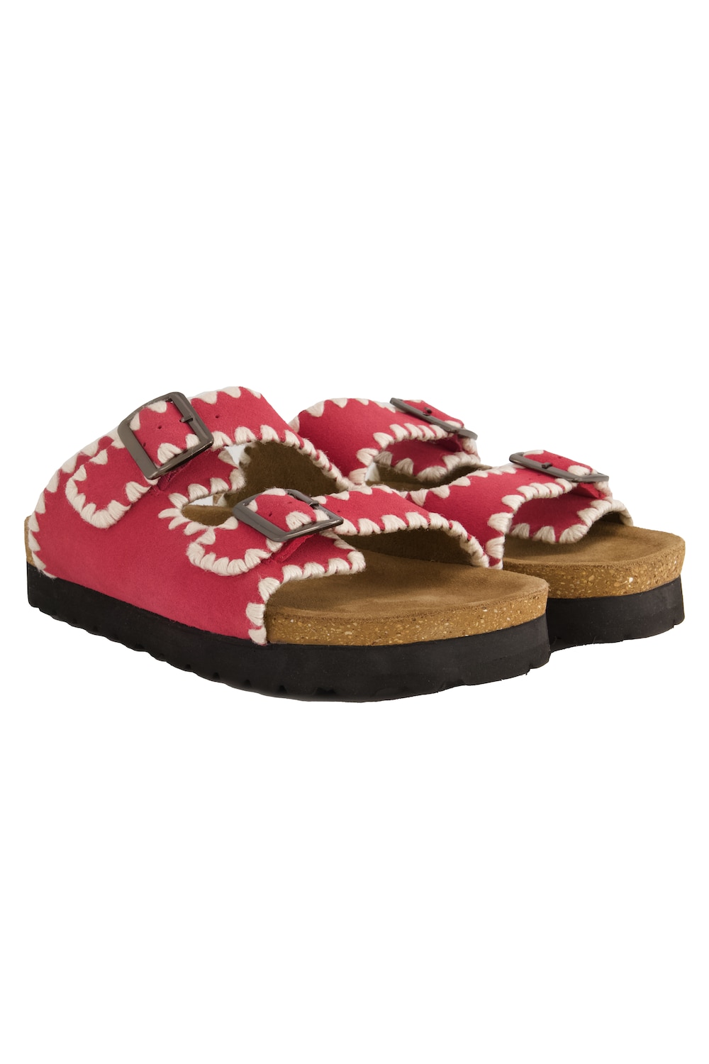 Stora storlekar Mules i skinn. färgglada broderade kanter, Dam, rosa, storlek: 38, Läder, Studio Untold