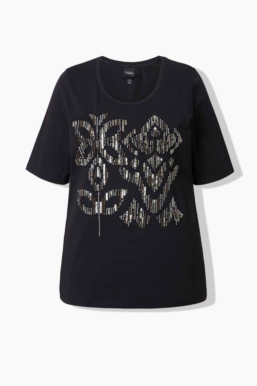 Stora storlekar T-shirt, Dam, svart, storlek: 54/56, Bomull, Ulla Popken