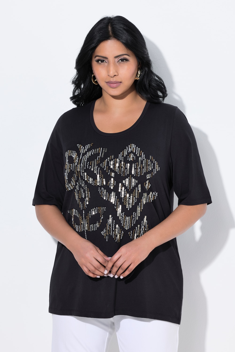 Große Größen T-Shirt, Damen, schwarz, Größe: 58/60, Baumwolle, Ulla Popken