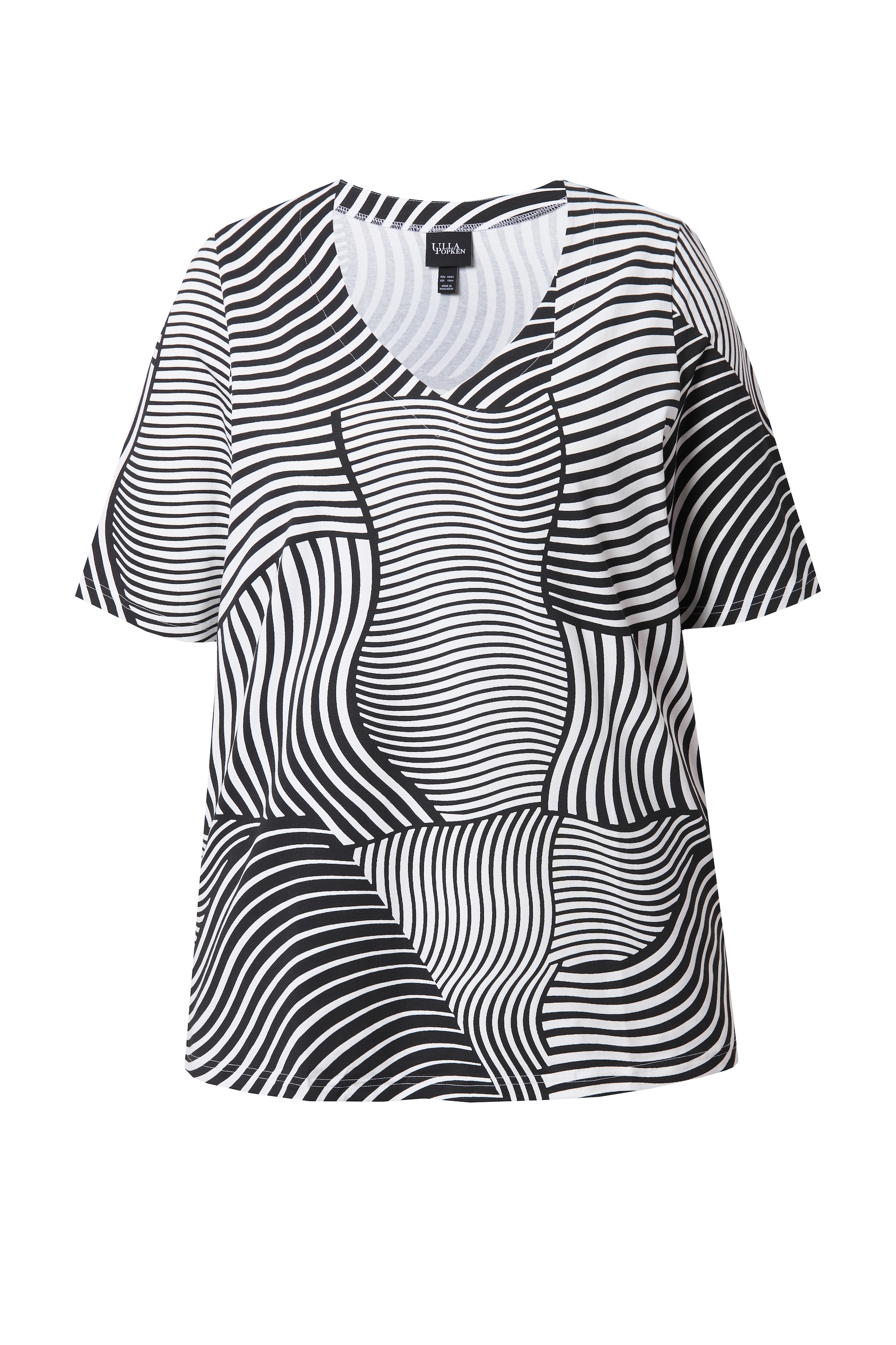 Ulla Popken Damen große Größen T Shirt grafischer Druck A Linie V Ausschnitt