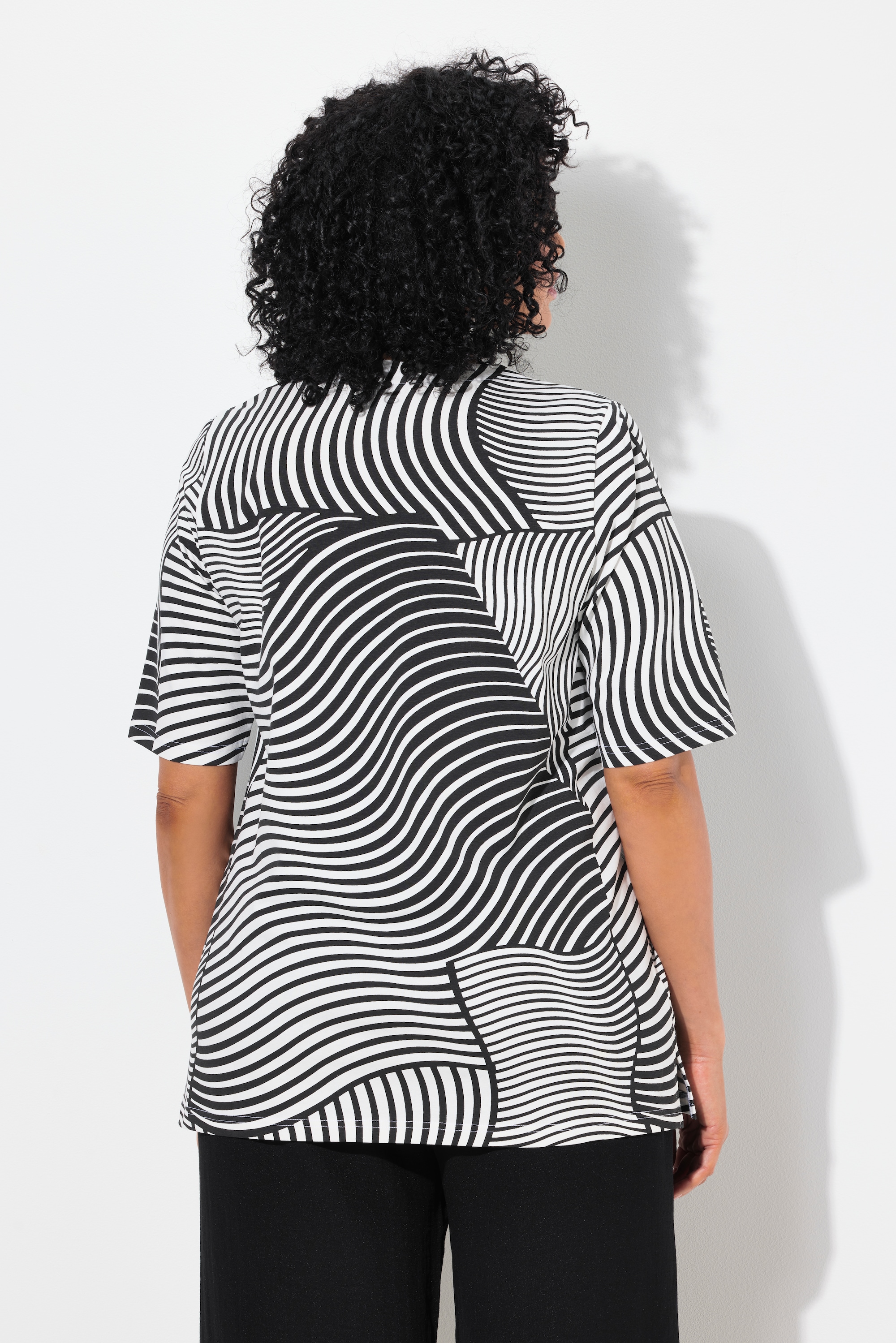 Ulla Popken Damen große Größen T Shirt grafischer Druck A Linie V Ausschnitt