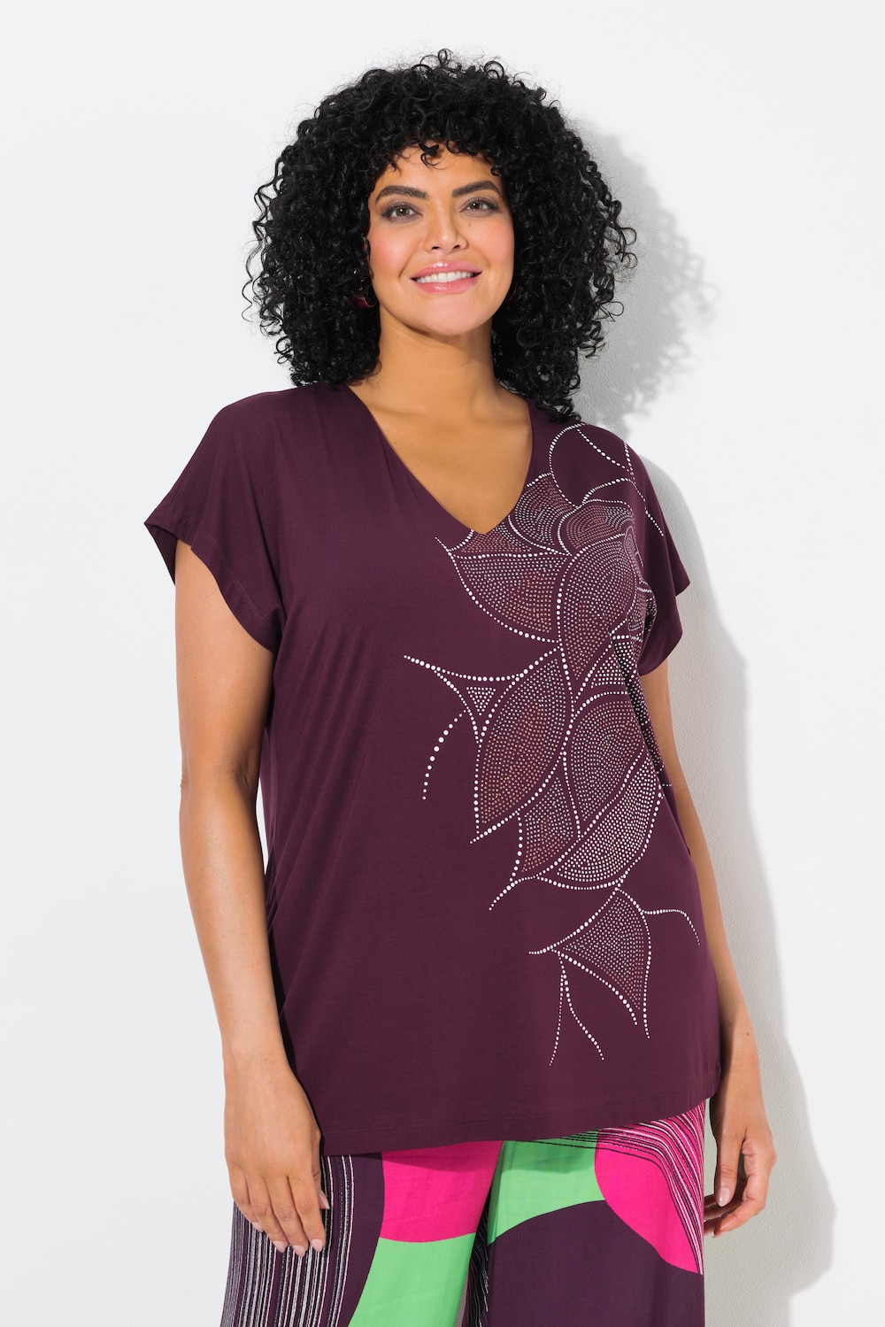 Große Größen T-Shirt, Damen, lila, Größe: 42/44, Viskose, Ulla Popken