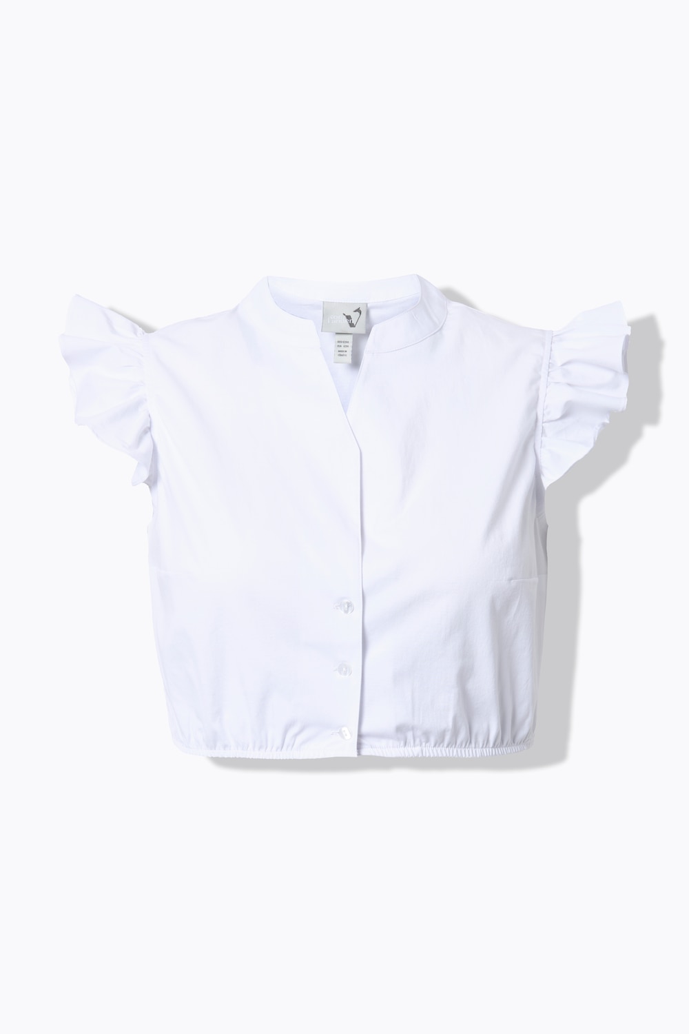 Dirndlbluse, Ärmelrüsche, Stehkragen, Gummisaum