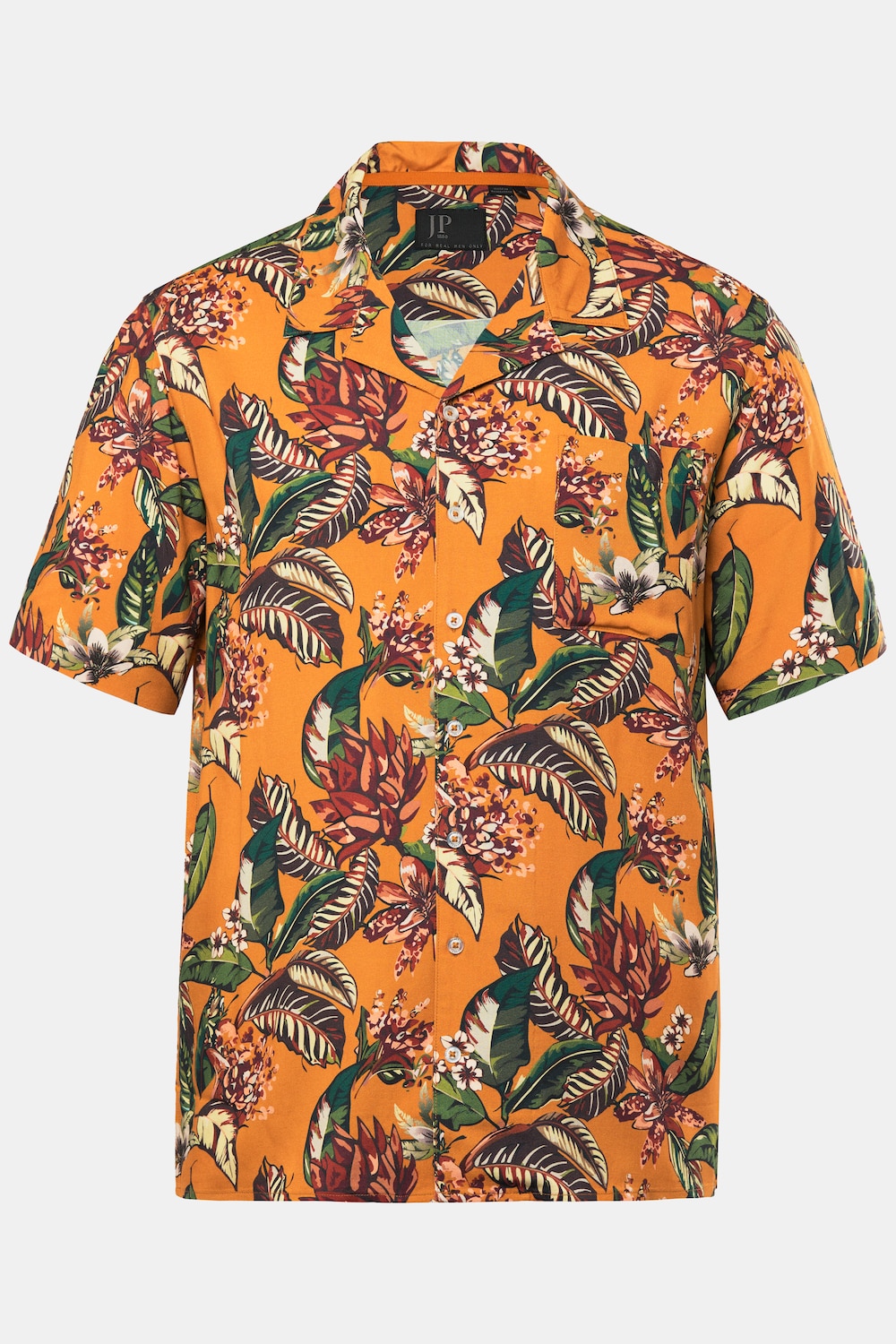 JP1880 viscose overhemd, korte mouwen, Cubaanse kraag, all-over print, Cuba-Fit, tot 8XL