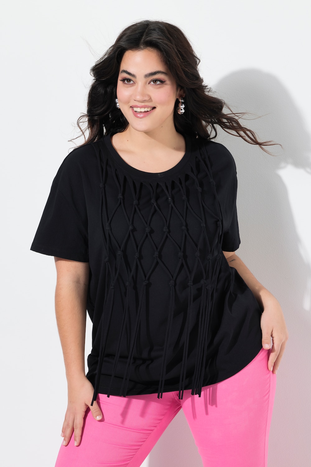 T-shirt, boxy fit, knoopfranjes