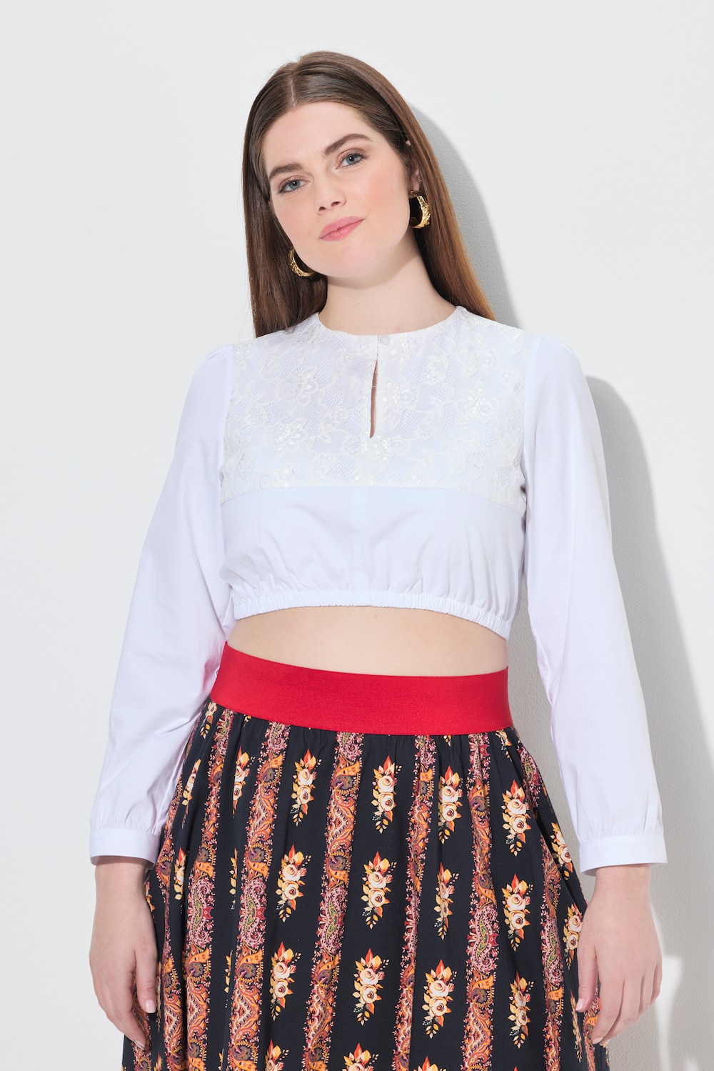 Große Größen Dirndlbluse, Damen, weiß, Größe: 56, Baumwolle, Ulla Popken