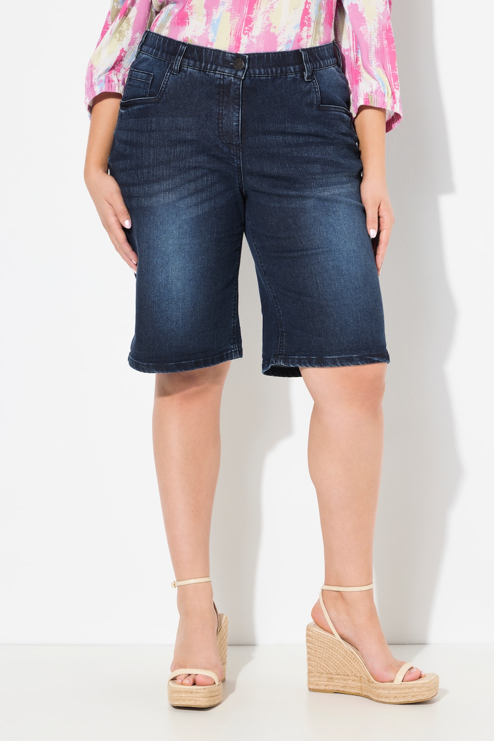 Große Größen Boyfriend-Jeansbermuda, Damen, blau, Größe: 56, Baumwolle/Polyester/Viskose, Ulla Popken