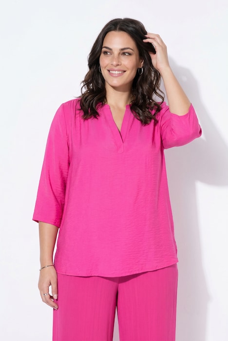 Bluzka, oversize, dekolt tunikowy, rękaw 3/4