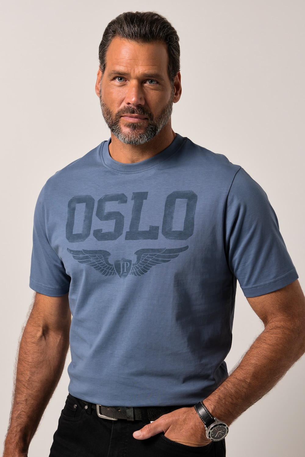 JP1880 T-Shirt, Halbarm, Brustprint, bis 8XL