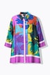blouse, puntzoom, oversized, overhemdkraag, 3/4-mouwen