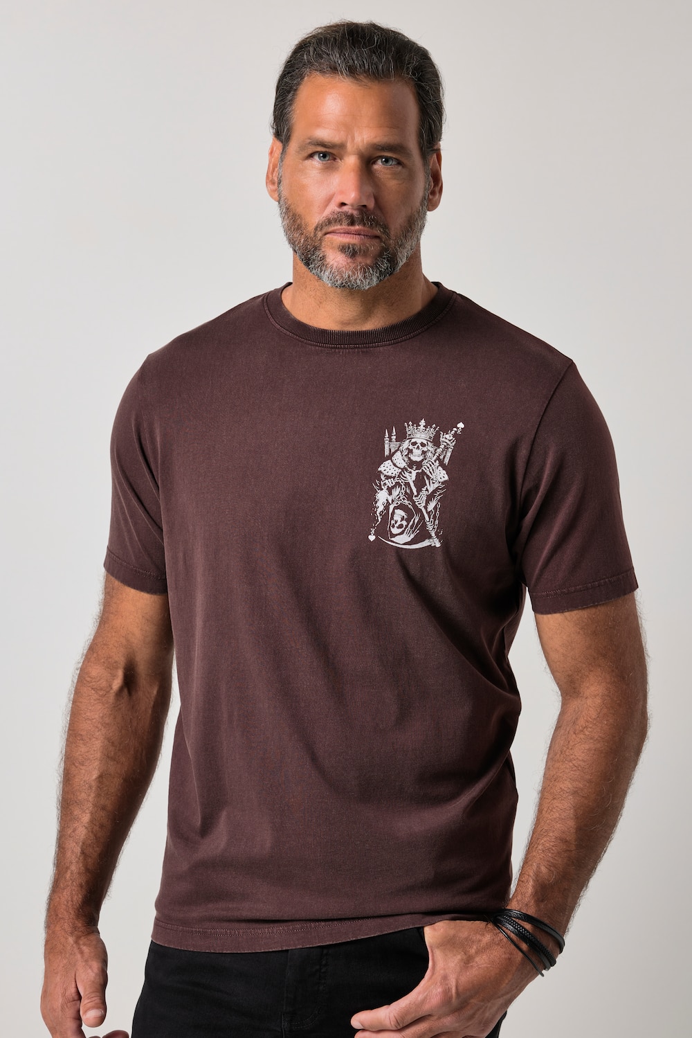 T-Shirt, Halbarm, Vintage Look, Brustprint, bis 8 XL