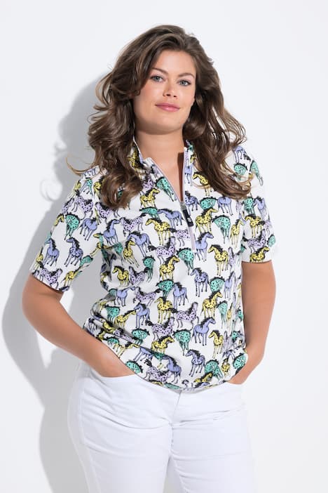 Poloshirt, halflange mouw, opstaande kraag