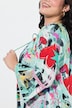 Tunika-bluse, blomstret Comic-print, 3/4-lange ærmer
