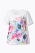 T-shirt, comfort fit, bloemenmotief, glittersteentjes
